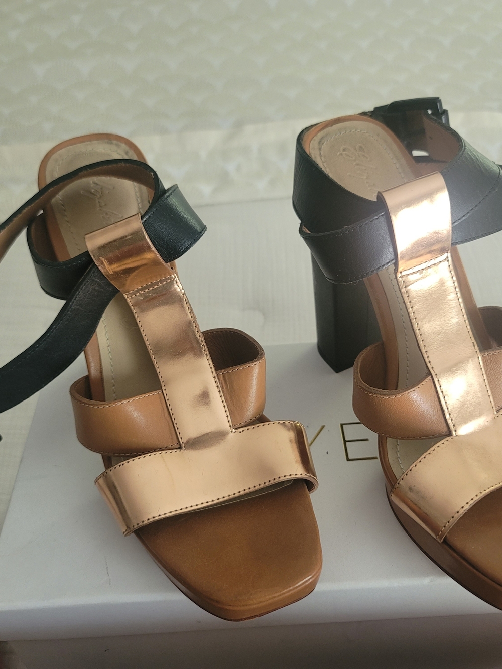 Elizabeth And James Rose Gold Chunky Heel,  9M